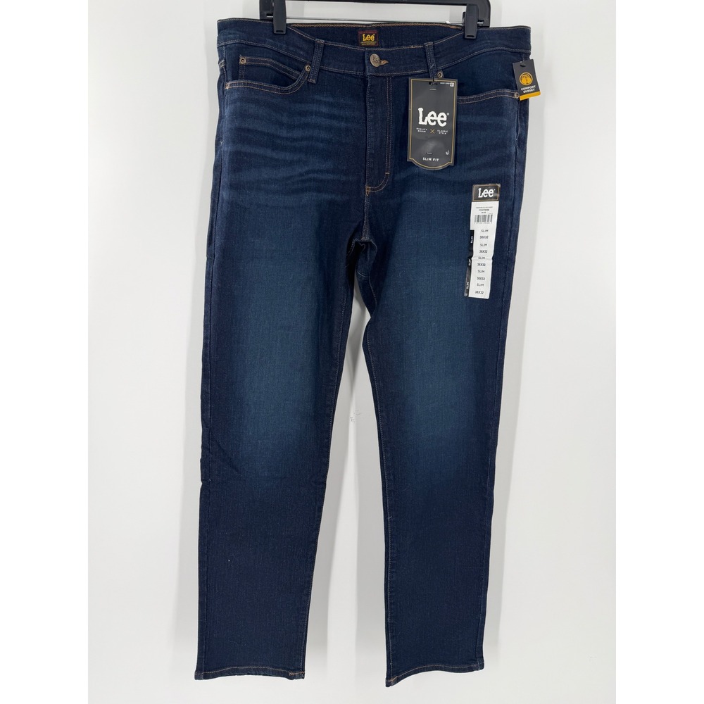 Lee Mens Slim Fit Dark Wash Jeans Comfort Gusset 38x32 112375056